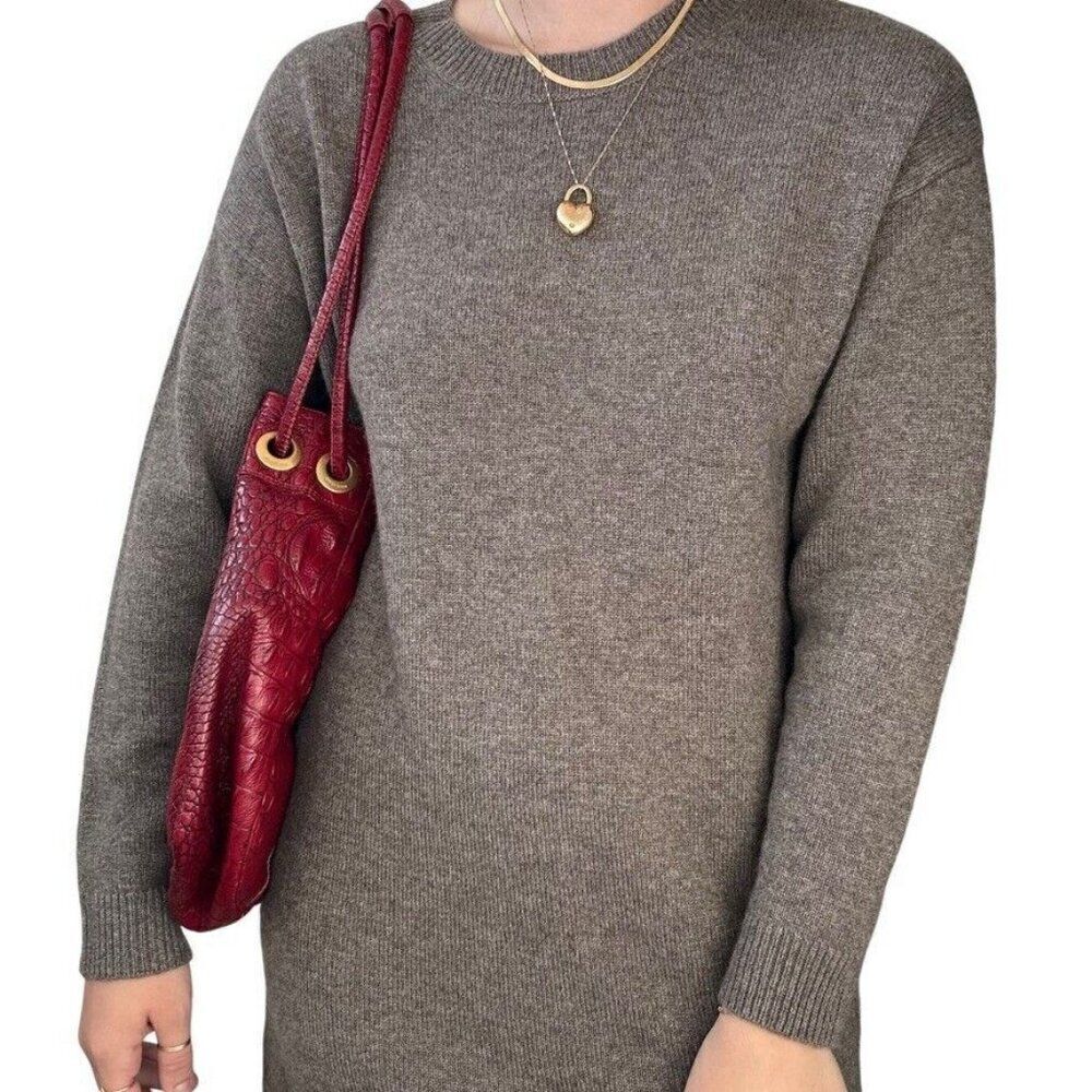 Brahmin Vintage Red Croc Embossed Leather Bucket Large Hobo Shoulder Bag Purse - Picture 6 of 11